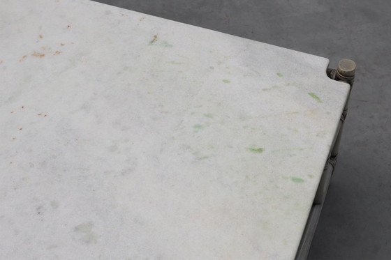 Image 1 of Large wicker coffee table "Attila" with marble top by Gasparucci Italy