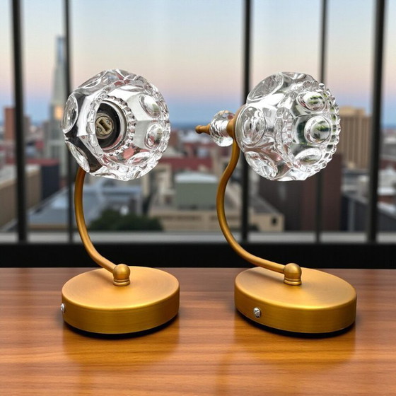 Image 1 of Applique da parete in oro e vetro per camera da letto, set di 2 NUOVE