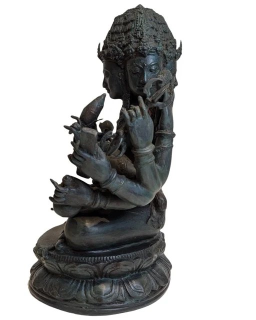 Estatua de Brahma indonesia de bronce con cuatro cabezas y catorce brazos Lote 079 – Esculturas, Bronze (photo 7 of 13)