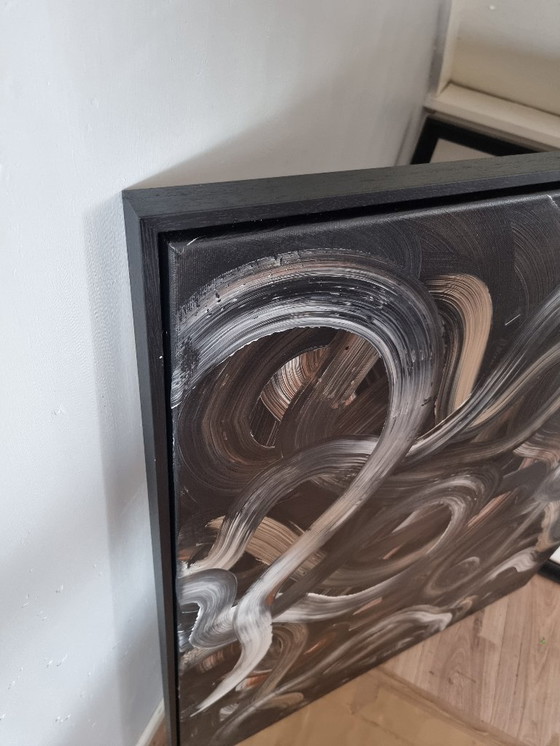 Image 1 of Frances Eckhardt - 100x120 cm, œuvre d'art sombre peinte à la main, peinture moderne abstraite contemporaine