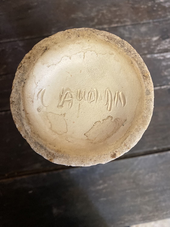 Image 1 of Vase Ancien Marius GIUGE Fat Lava Céramique Écumes Gris & Blanc Vintage #D384