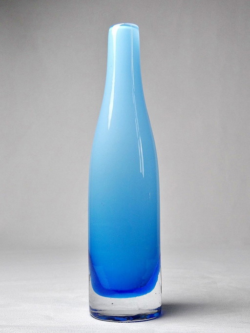 Vase Bottle Soliflore Murano Blue Shaded Sommerso Style