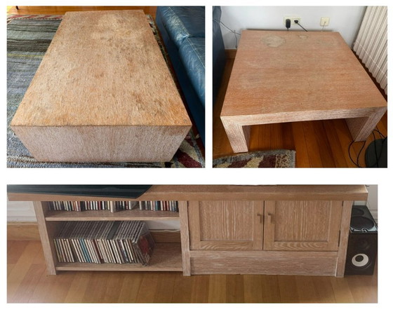 Image 1 of Ensemble de 2 tables + meuble TV Roche Bobois années 80-90