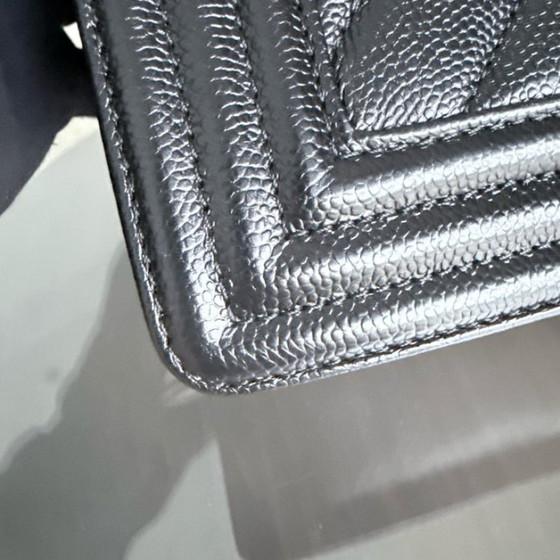 Image 1 of Chanel Boy Medium - Caviar 25CM Chevron Black Gold Hardware Series 24