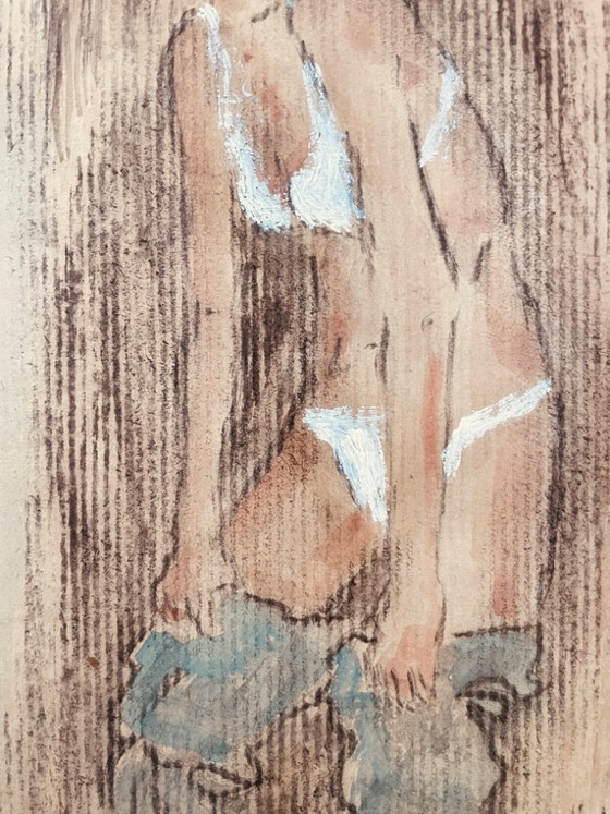 Image 1 of Preparatory sketch painting of a female portrait "fitting"