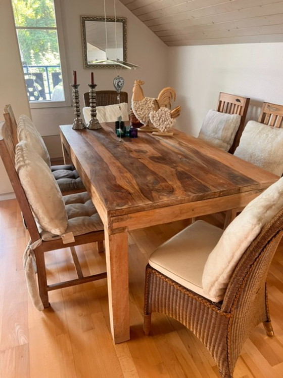 Image 1 of Acacia wood dining set with 6 seats