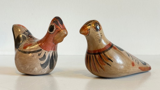 Couple Bird Ceramic Handmade Mexico Vintage