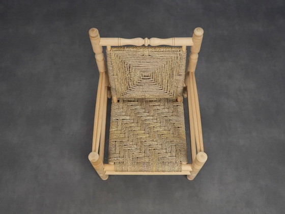 Fauteuil lounge en jonc de mer tressé, France, années 1970 – Wood, Vintage (photo 6 of 10)