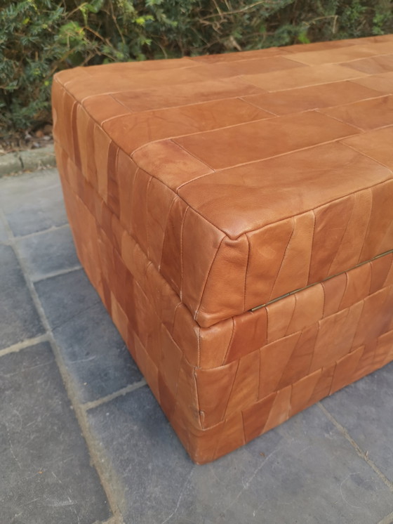 Image 1 of Patchwork Caramel Lederen Opbergdoos