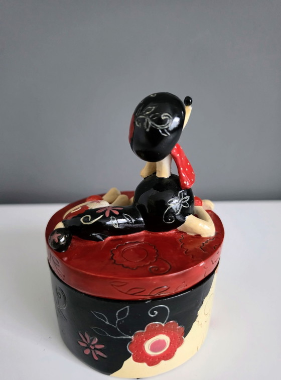Ceramic dog on jewelry/trinket box, 80s, Decorative Objects, Black (photo 5 of 13)