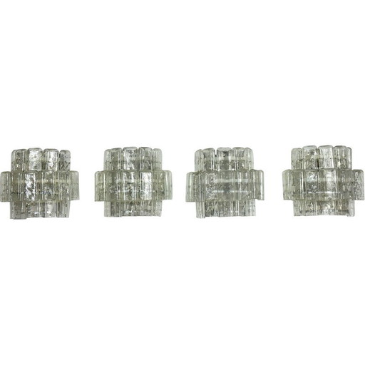 Set of 4 vintage clear Murano glass elements wall lamps, Italy 1970s