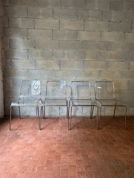 Image 1 of 4 sedie italiane in vetro acrilico di Calligaris