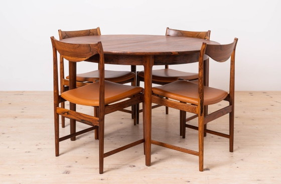 Image 1 of Torbjørn Afdal Darby eethoek met zes stoelen en uitschuifbare tafel, Noorwegen, jaren 60