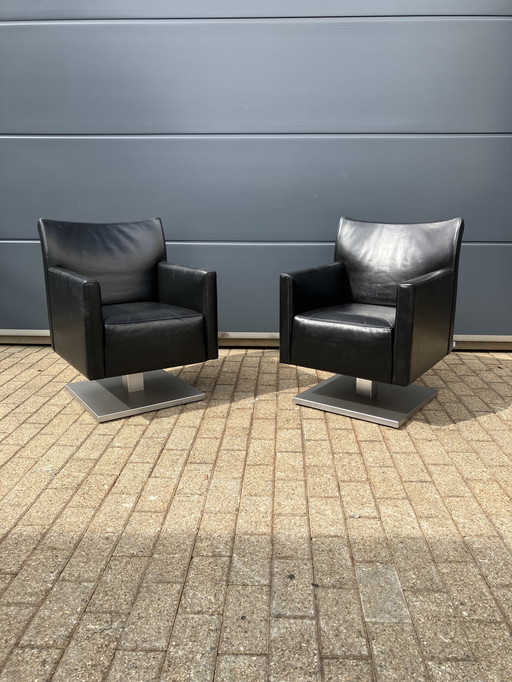 2x black leather Jori Kubolo side chairs Top condition!!!