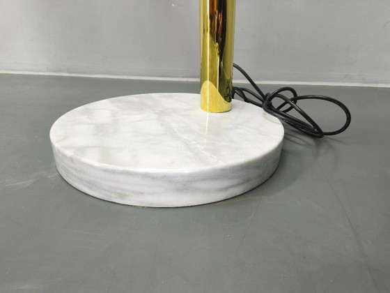 Image 1 of Dänische Bogenstehlampe von Bilka, Messing, Marmor, 1970er Jahre