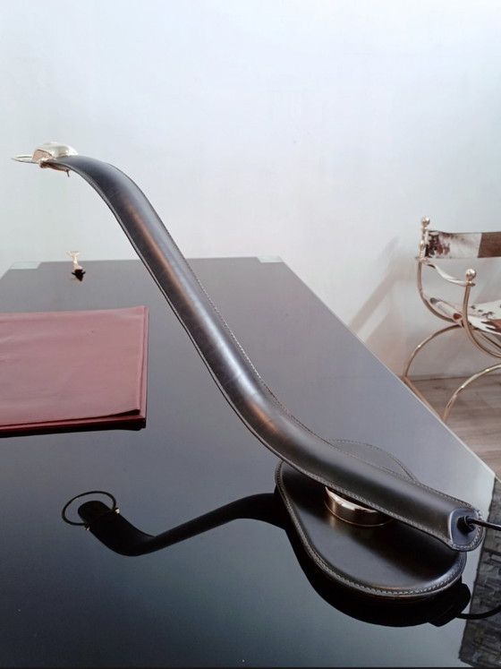 Image 1 of Cobra leather desk lamp by Traso Milano 1988
