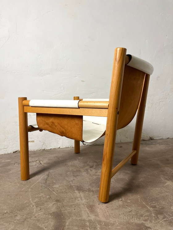 Image 1 of Fauteuil Safari cuir blanc par Ibisco, Italie, 1970