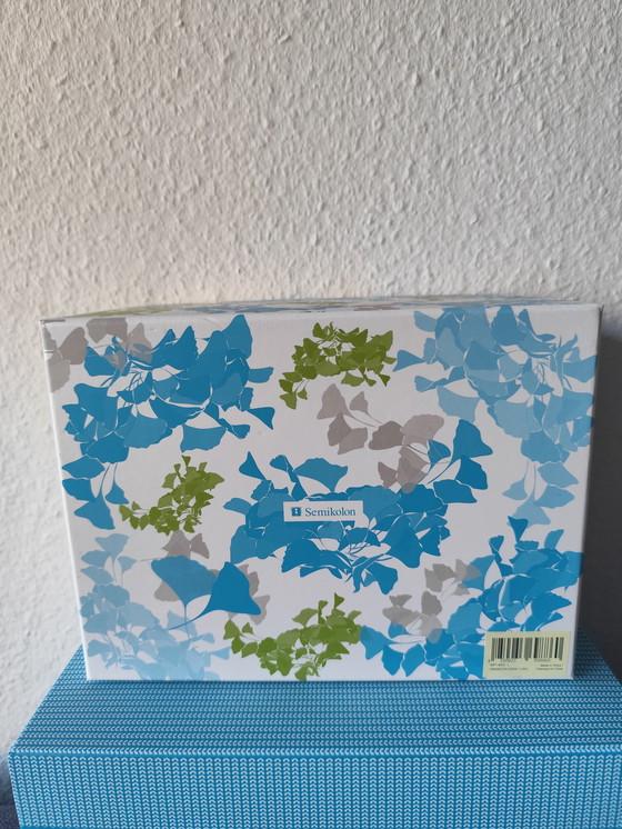 Image 1 of 📦 Elegant storage box set from Semikolon - "Ginkgo turquoise" series - 5 pieces