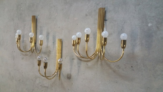 Lampade vintage in ottone stile anni '70 Regency Hollywood – Applique, Brass (photo 3 of 7)
