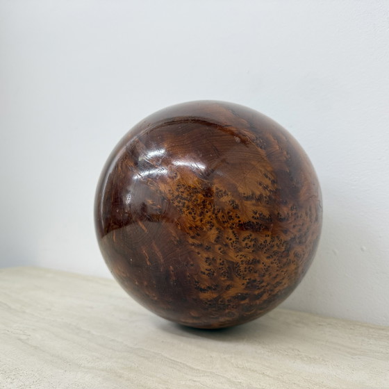 Image 1 of Large antique burl wood ball decorative wooden ball