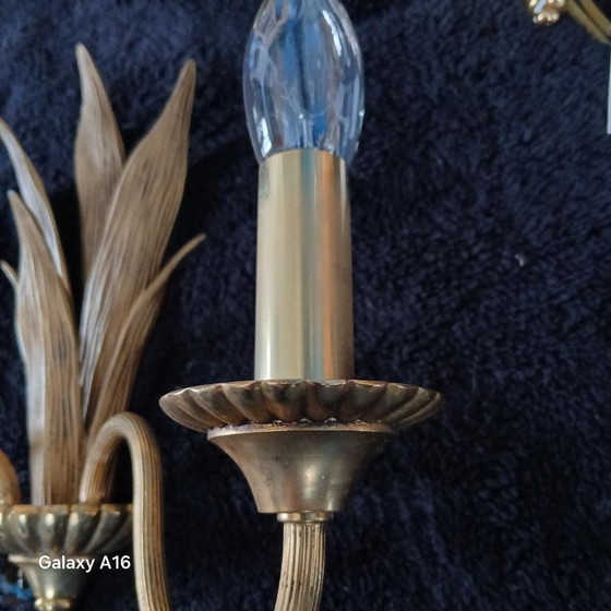 Image 1 of splendid set of 2 or 3 Maison Charles Palmier bronze wall lights