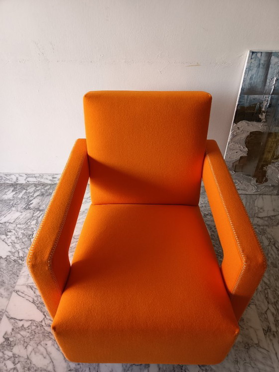 Image 1 of Fauteuil CASSINA Utrecht 637 en Laine Kvadrat Orange 13L par Gerrit Thomas Rietveld