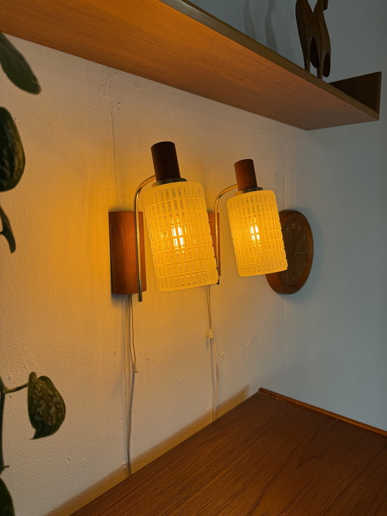 Image 1 of Ensemble de 2 appliques murales danoises vintage, années 1960