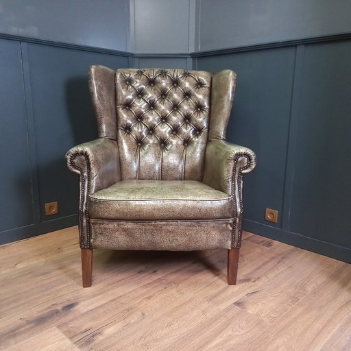 Fauteuil Chesterfield à oreilles vintage | Env. 1985-1990