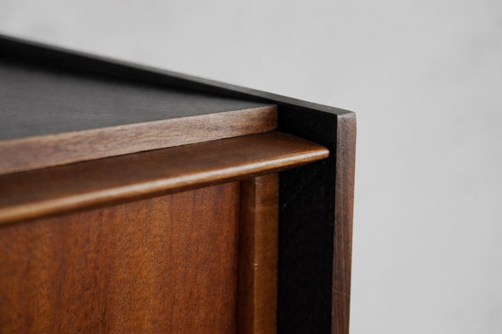 Image 1 of Vintage Deens teakhouten dressoir uit het midden van de 20e eeuw met handgeschilderd patroon, jaren 1950