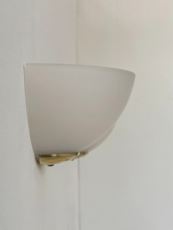 Image 1 of Coppia di applique vintage, vetro smerigliato e ottone, Francia, 1970