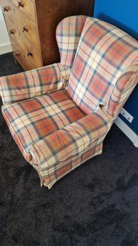 Image 1 of Classic Wingback Armchair with Scottish Tartan | Country Style Armchair