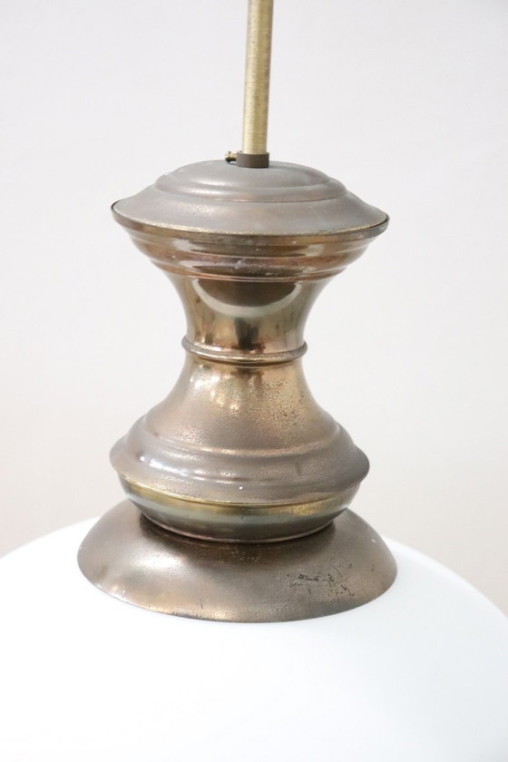 Image 1 of Hängeleuchte aus Messing und Glas, 1960er Jahre