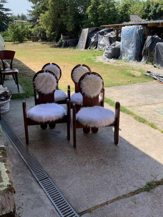Vintage Dining Chair by Szedleczky, 1970s set of 4, Brown, Mid Century Modern (photo 4 of 9)