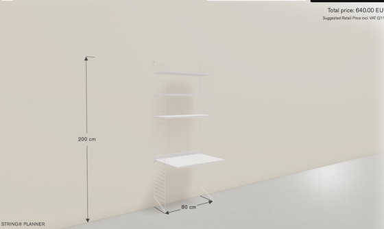 Image 1 of String Furniture wall desk with shelves – white, adjustable