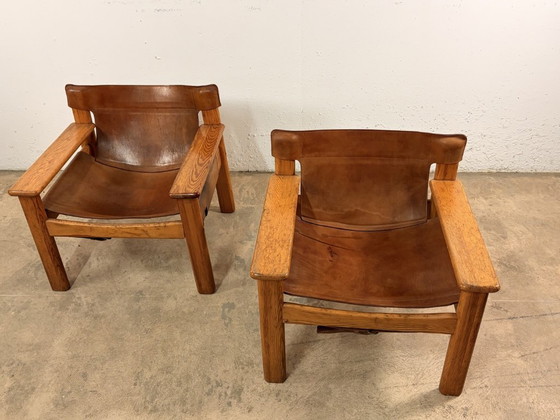 Image 1 of Natura fauteuils van grenenhout en leer, ontworpen door Karin Mobring voor Ikea, jaren 70, set van 2.
