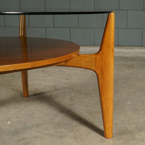 Vintage Walnut Coffee Table – Wilhelm Renz – 1960s – Glass, Wood (photo 8 of 15)