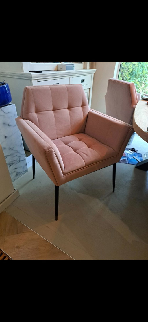 Dutchbone Eetkamerstoelen Roze Velvet 4 Stuks