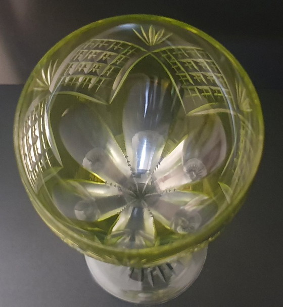 Image 1 of Set of 4 magnificent overlay crystal glasses – wine/goblet glasses – hand-cut – 21.5 cm