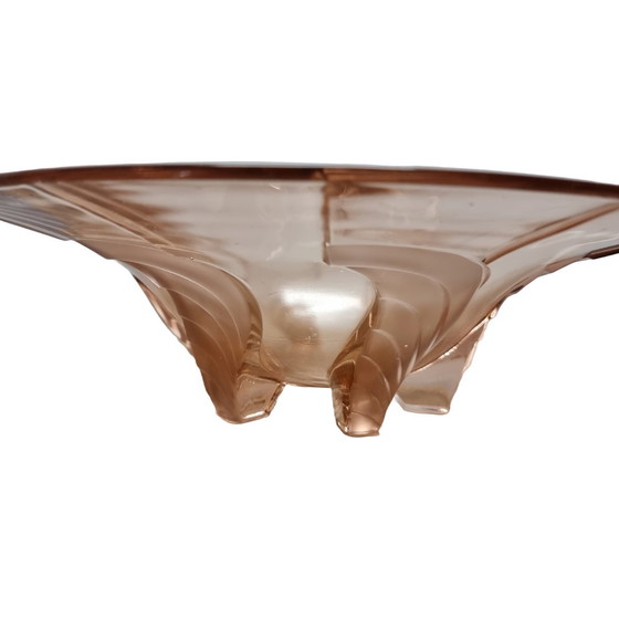 Image 1 of French Art Deco Pink Press Glass Bowl 1930s