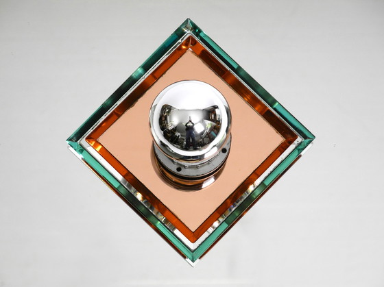 Image 1 of Superbe grand miroir italien des années 1980, plafonnier au design postmoderne