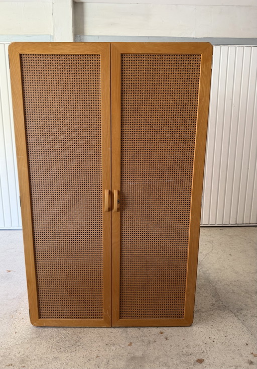 Armoire Vintage Derk Jan De Vries – Années 1960/70 – Bois Et Cannage
