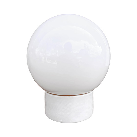 Image 1 of Industriële bolvormige wandlamp, wit, OWS100, Polen, jaren 1960 PRL