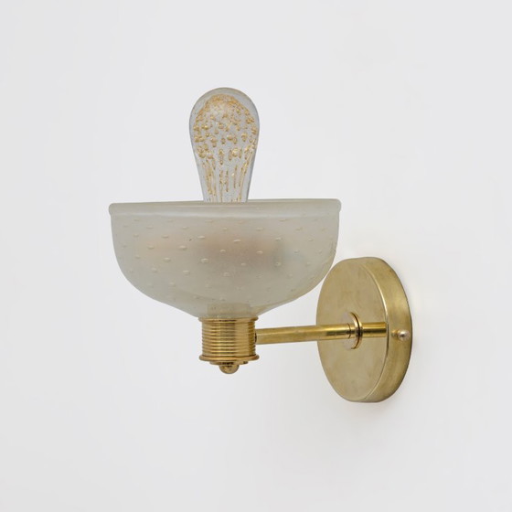 Image 1 of Attribué à Barovier & Toso Applique en laiton et verre de Murano Pulegoso, paire