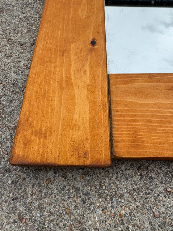 Pine wood Mirror 70s Charlotte PERRIAND style, Glass, Beige (photo 5 of 15)