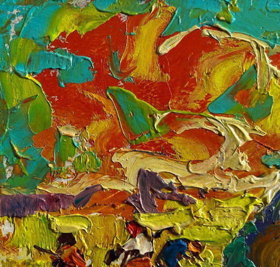 Image 1 of Original Oil Painting Summer Nature Landscape Sunny hot day in the field
