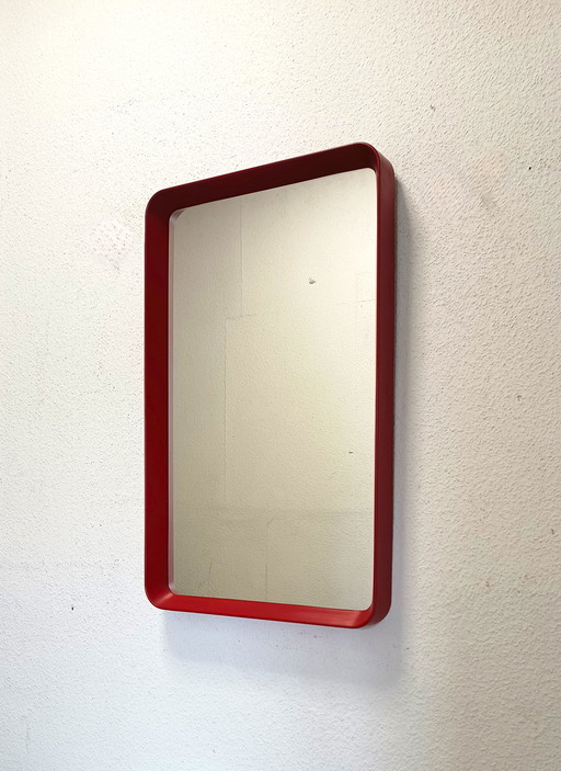 Red rectangular sixties mirror