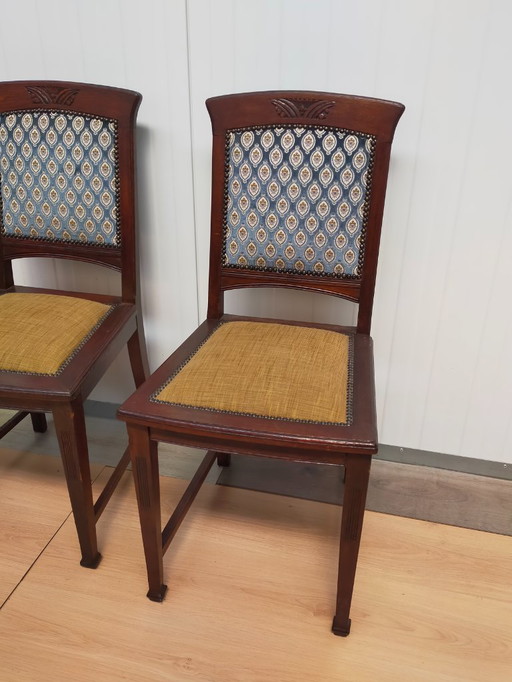 6x Chaise de salle à manger avec dossier brodé