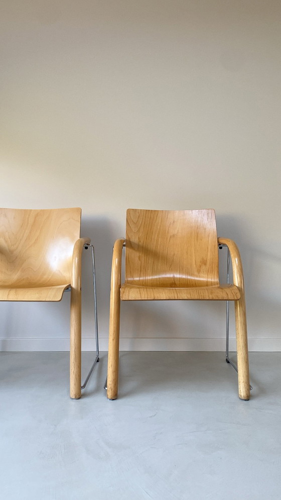 Twee Houten Thonet Stoelen – Eetkamerstoelen, Wood, Vintage (photo 4 of 9)
