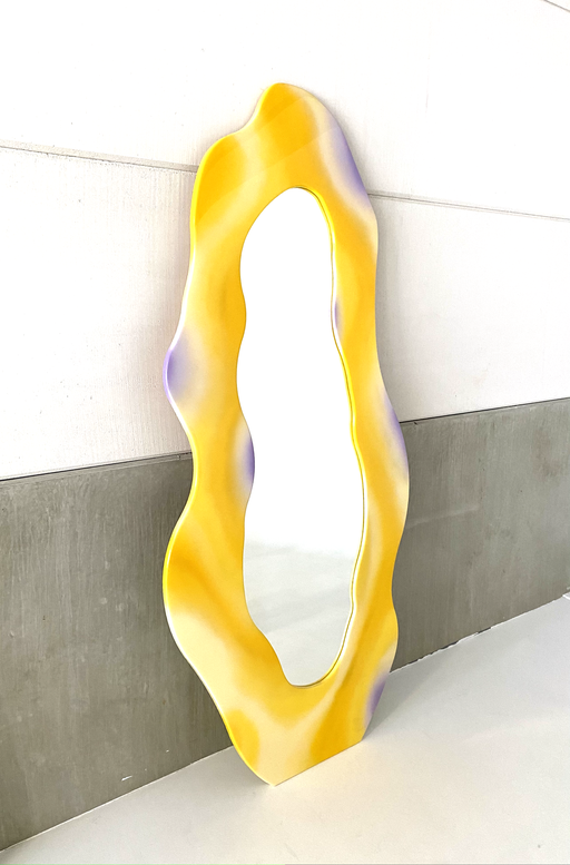 Art mirror hand painted, resin, yellow mirror