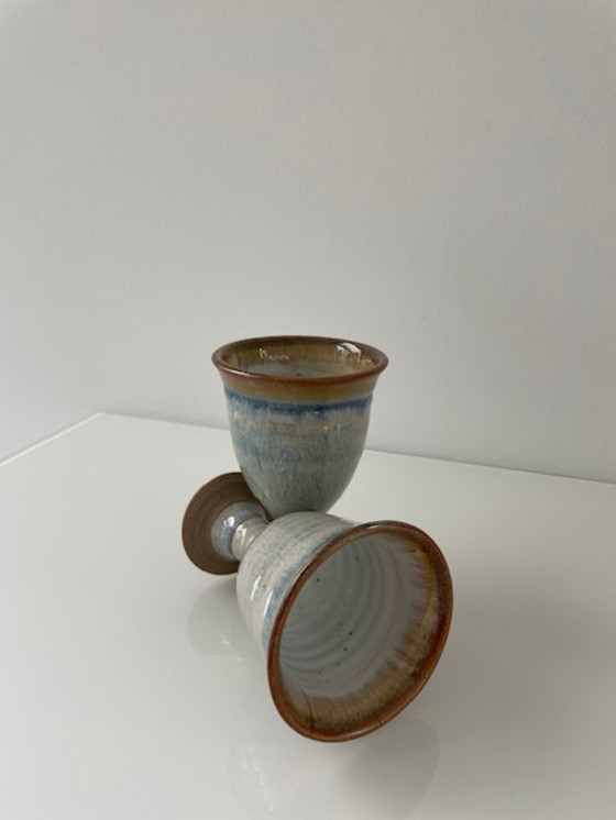 Image 1 of Set van 2 Handgemaakte Keramieken Kelken – Frans v/d Berg